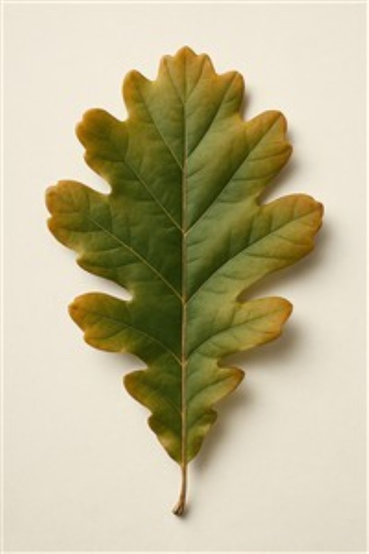 Naturens Skønhed: Egeblad i Ramme - Oplev skønheden i naturen med dette elegante egeblad, der stråler med nuancer af grønt og brunt. Perfekt indrammet for at bringe et strejf af ro og elegance ind i dit hjem.