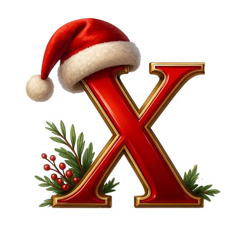 Julebogstav X med nissehue