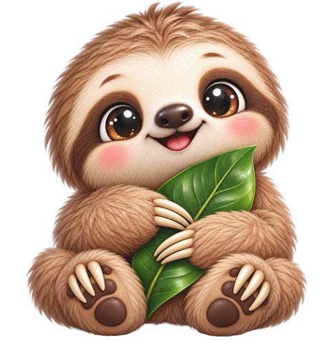 Sød dovendyr med grønt blad
