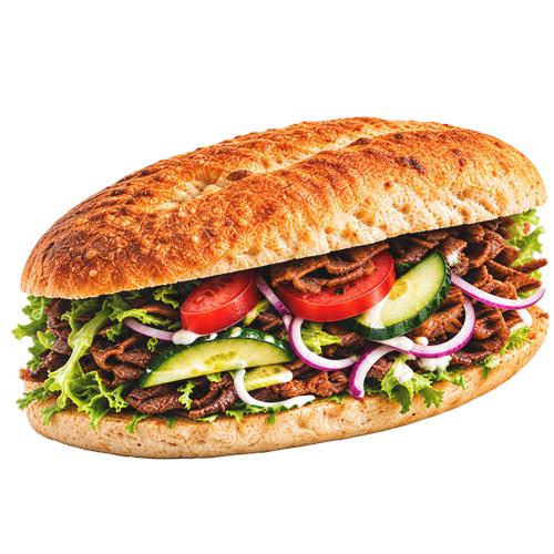 Kebab i brød med salat og grøntsager