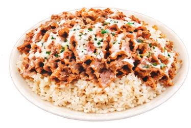 Kebab med ris og dressing